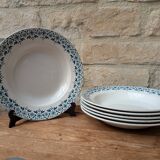 Set of 6 old Sarreguemines Digoin soup plates, Lucie model