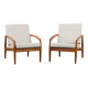 Pair of Kai Kristiansen Paperknife lounge chairs in teak and natural wool