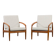 Pair of Kai Kristiansen Paperknife lounge chairs in teak and natural wool