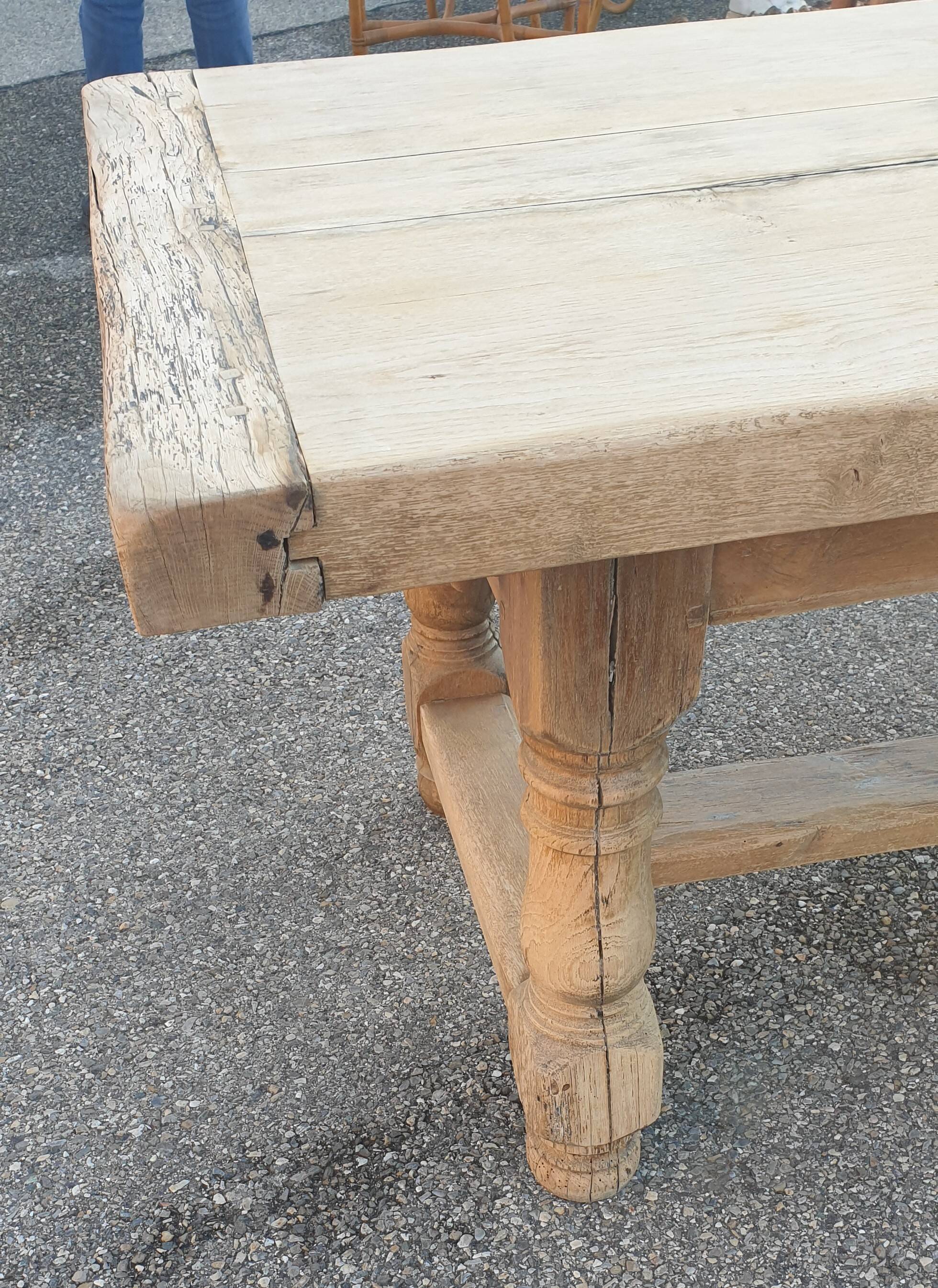 Farm table, 1 drawer, 3 metres long