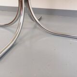 Vintage oval dining table in smoked glass and chrome metal