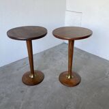 Pair of art deco oak side tables