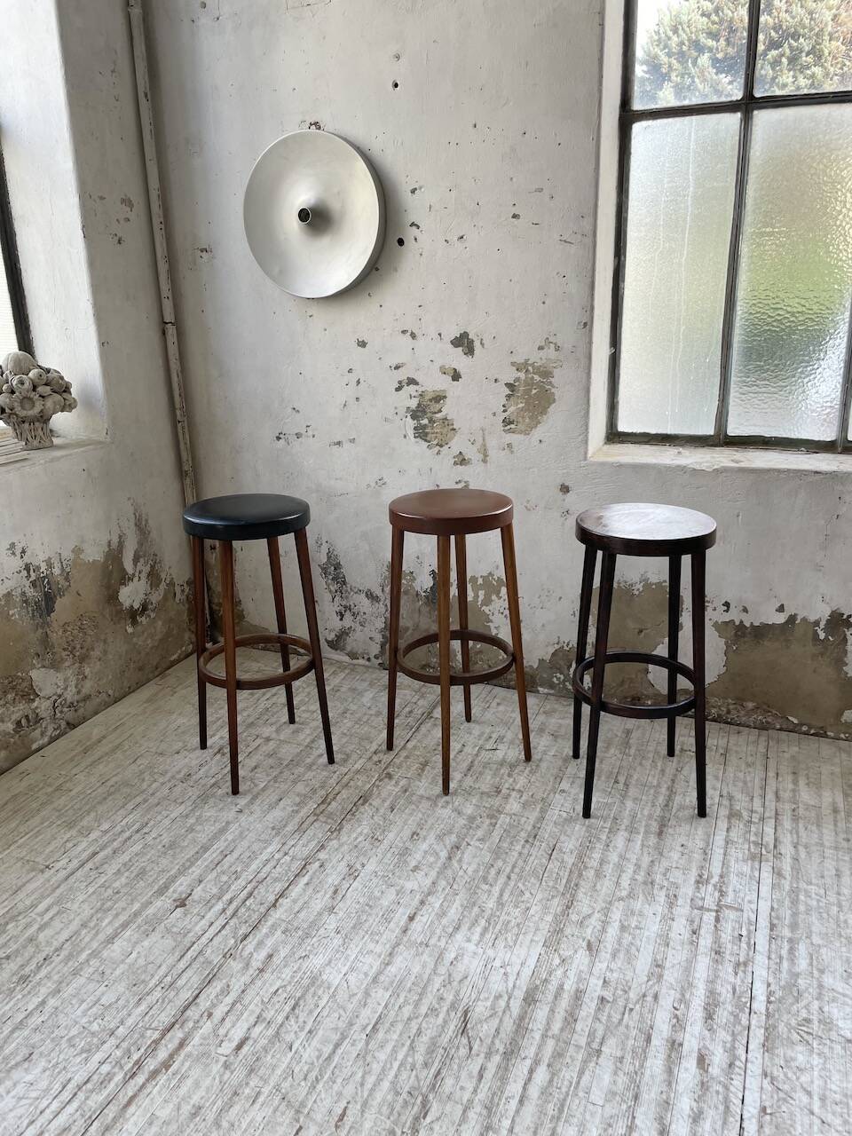 Set of three high bistro stools