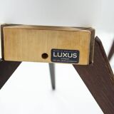 Pair of dark wood & acrylic rocket table lamps by Luxus, Sweden, 1960s