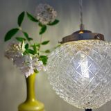 Vintage diamond-point glass globe pendant light
