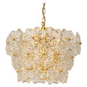 Chandelier in gilded brass and crystal glass, Germany, 1970s