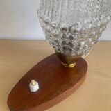Vintage teak and glass lamp from the 50s