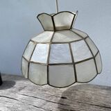 Mother-of-pearl and brass pendant light