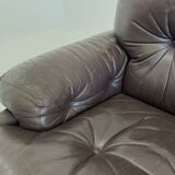 Fauteuil Coronado vintage B&B Italia en cuir marron foncé