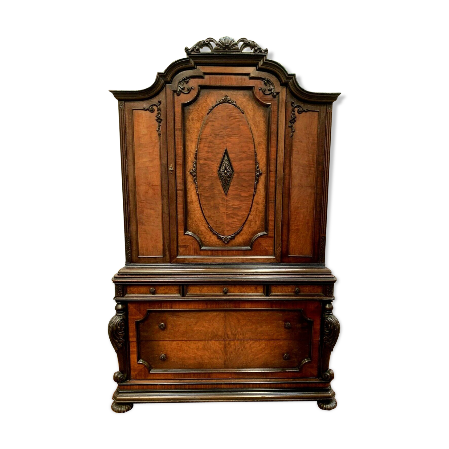 Two-body mahogany veneer buffet Victorian Style 20th century