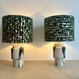Set of 2 MCM table lamps: Unique recycled pieces made from vases by Ditmar Urbach Keramik – Czech Republic.