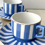 Set of 3 FOX TROTT coffee cups from Sarreguemines, 1930s, Art Deco service.