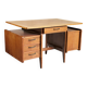 Bureau double à poignées gainées, France 1950