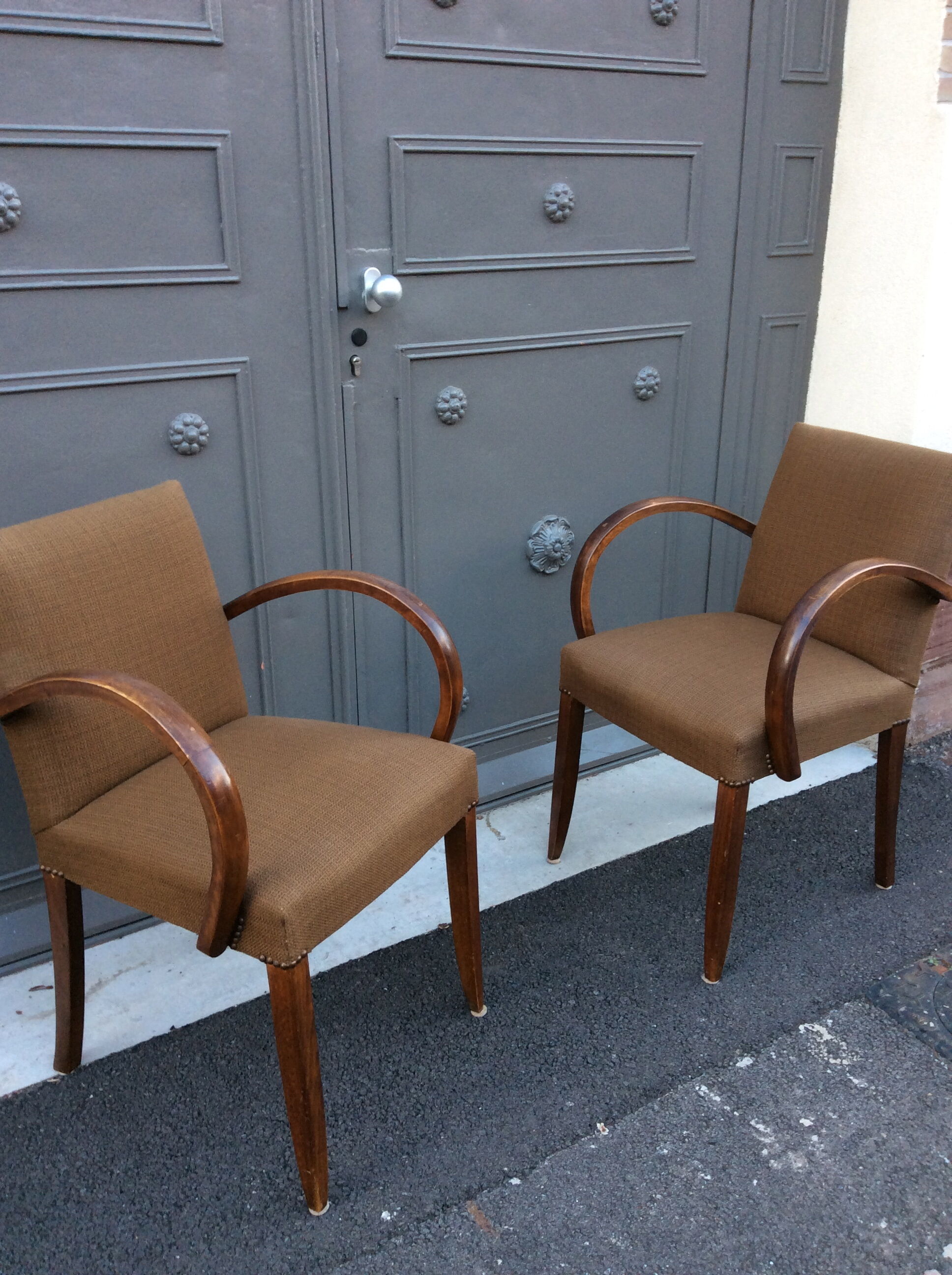 Pair of bridge mid-century armchairs, 1950s