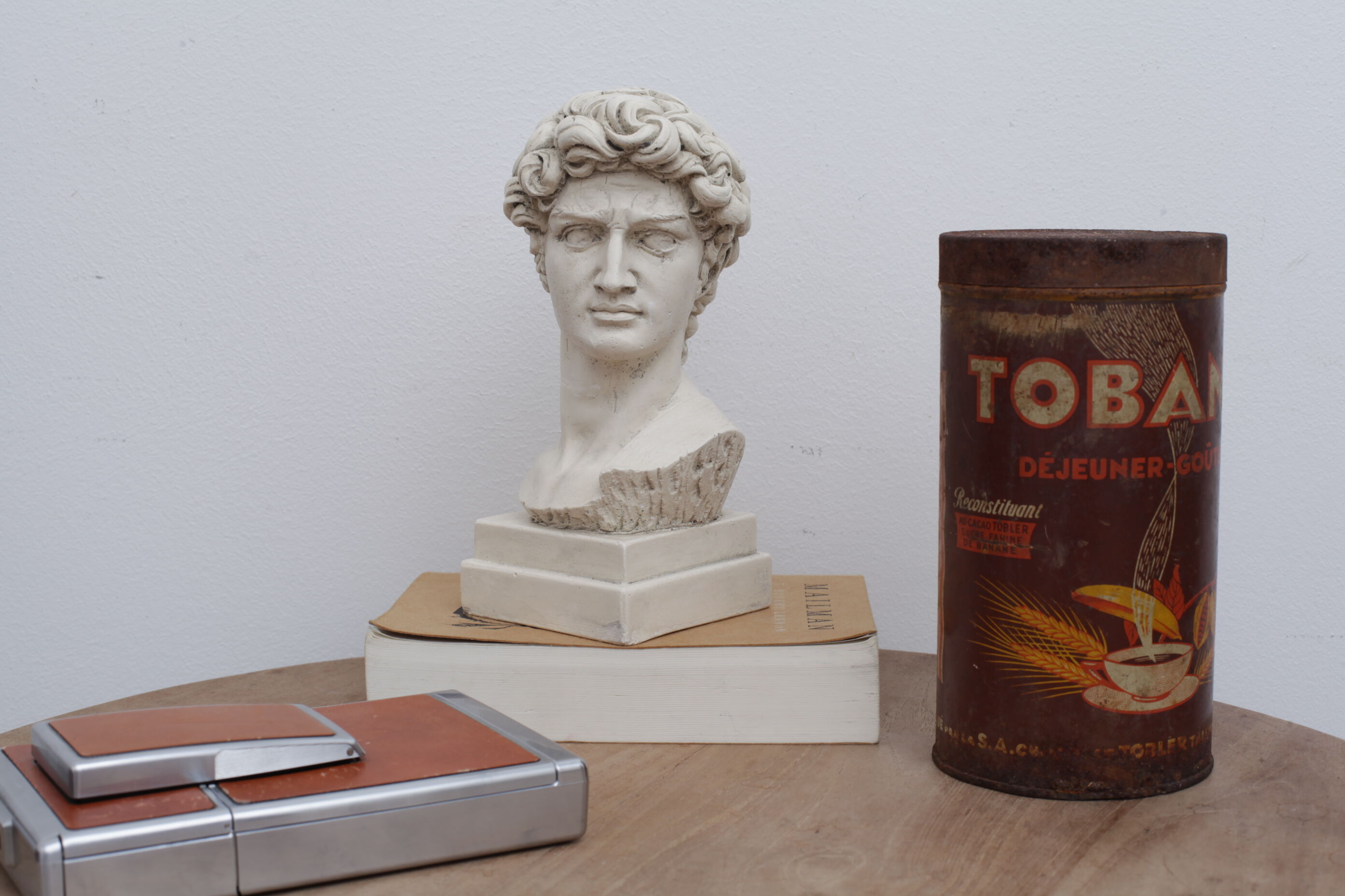 David head in waxed ivory white plaster