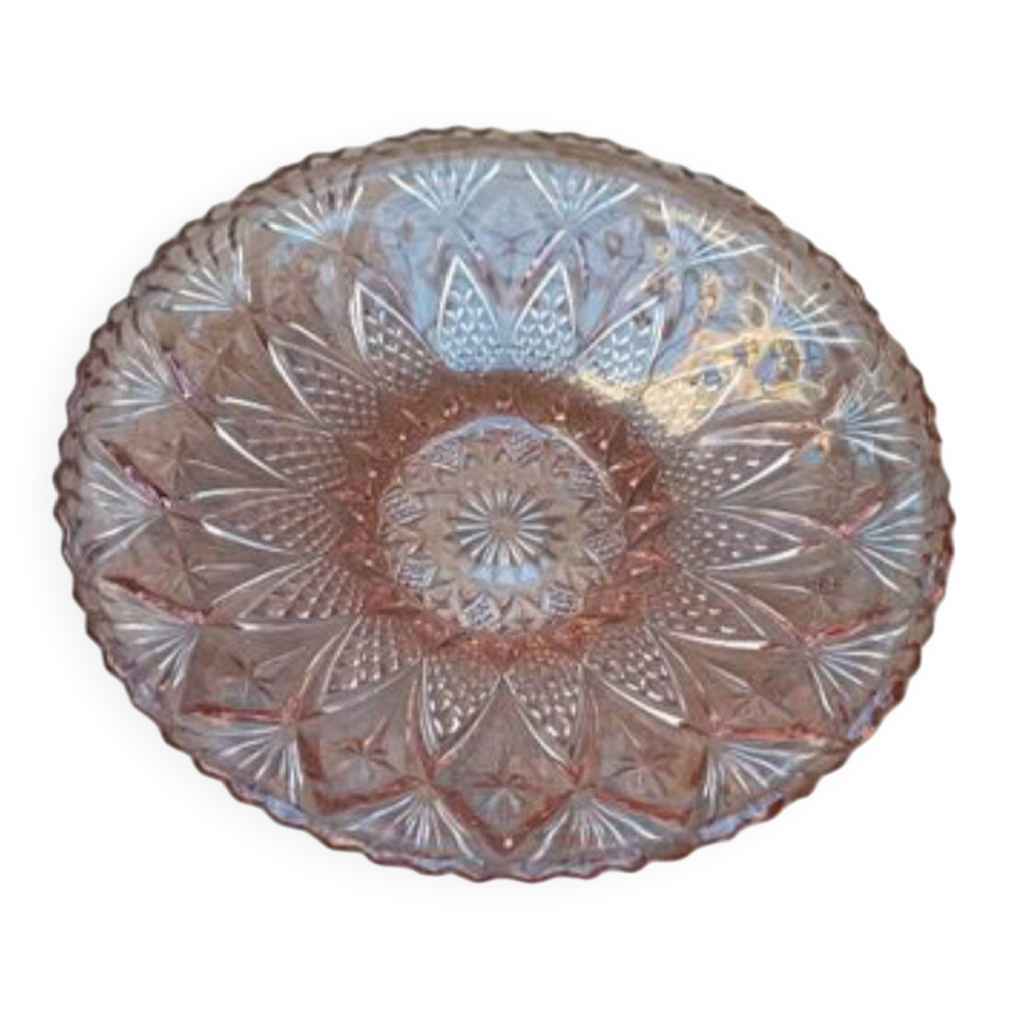 Art Deco carved pink plate
