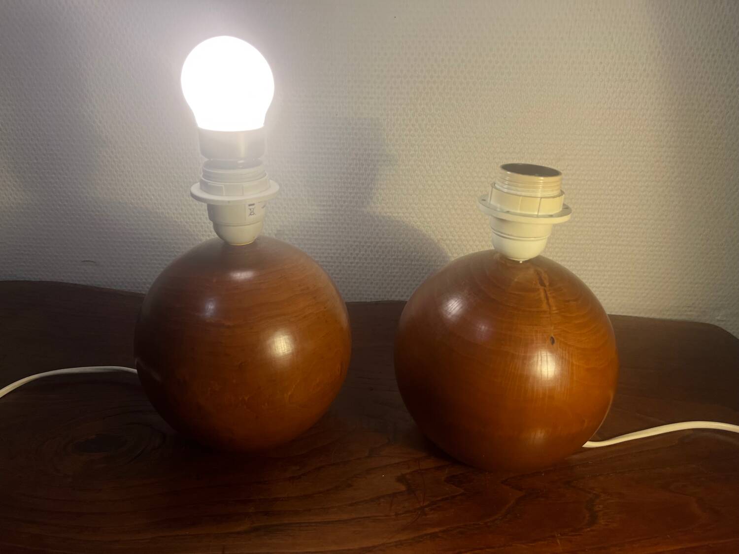 Pair of vintage IMT solid wood lamp bases