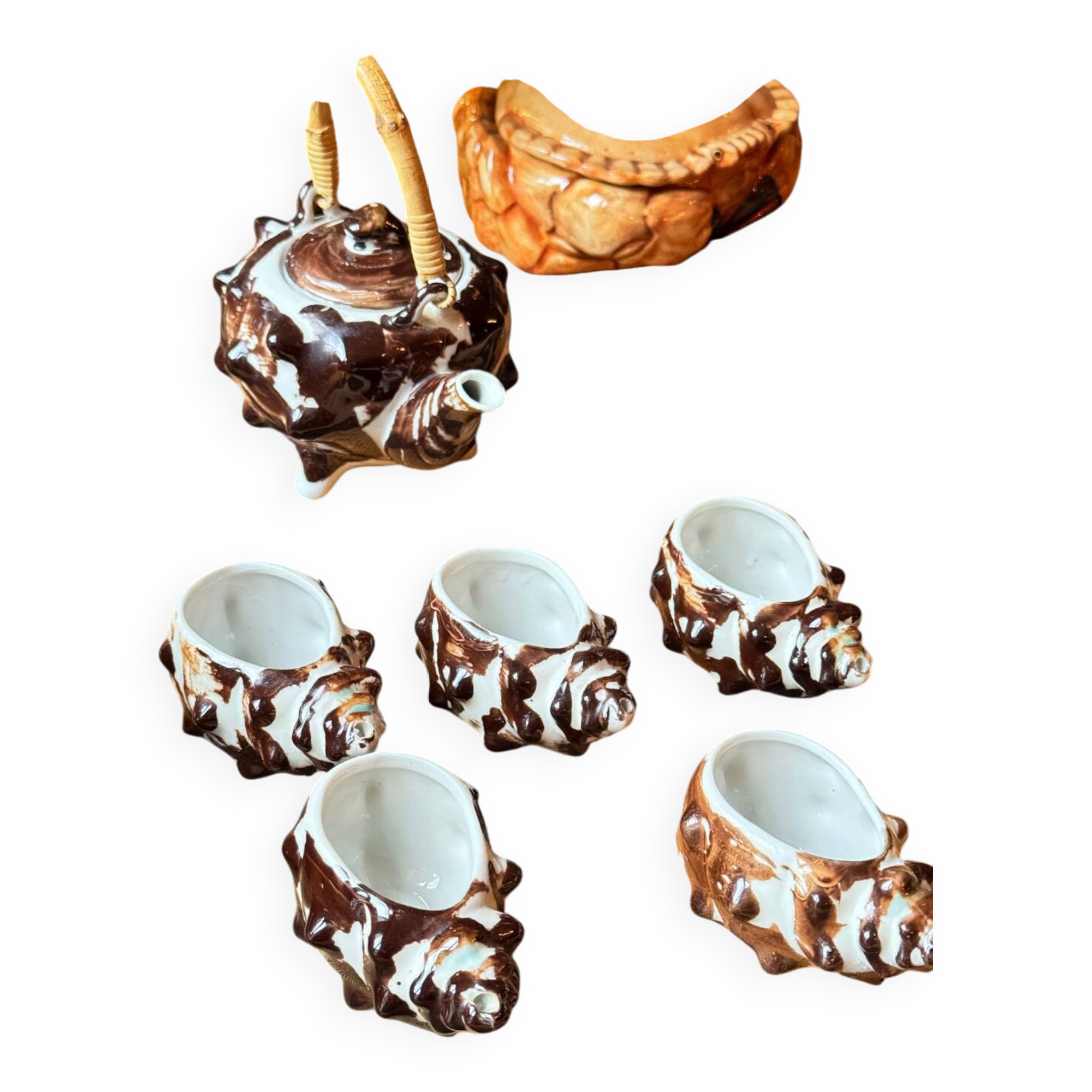 1960 (60's) tea or coffee service, shell shape, Vallauris