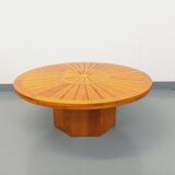 Vintage round pine coffee table from the 70s