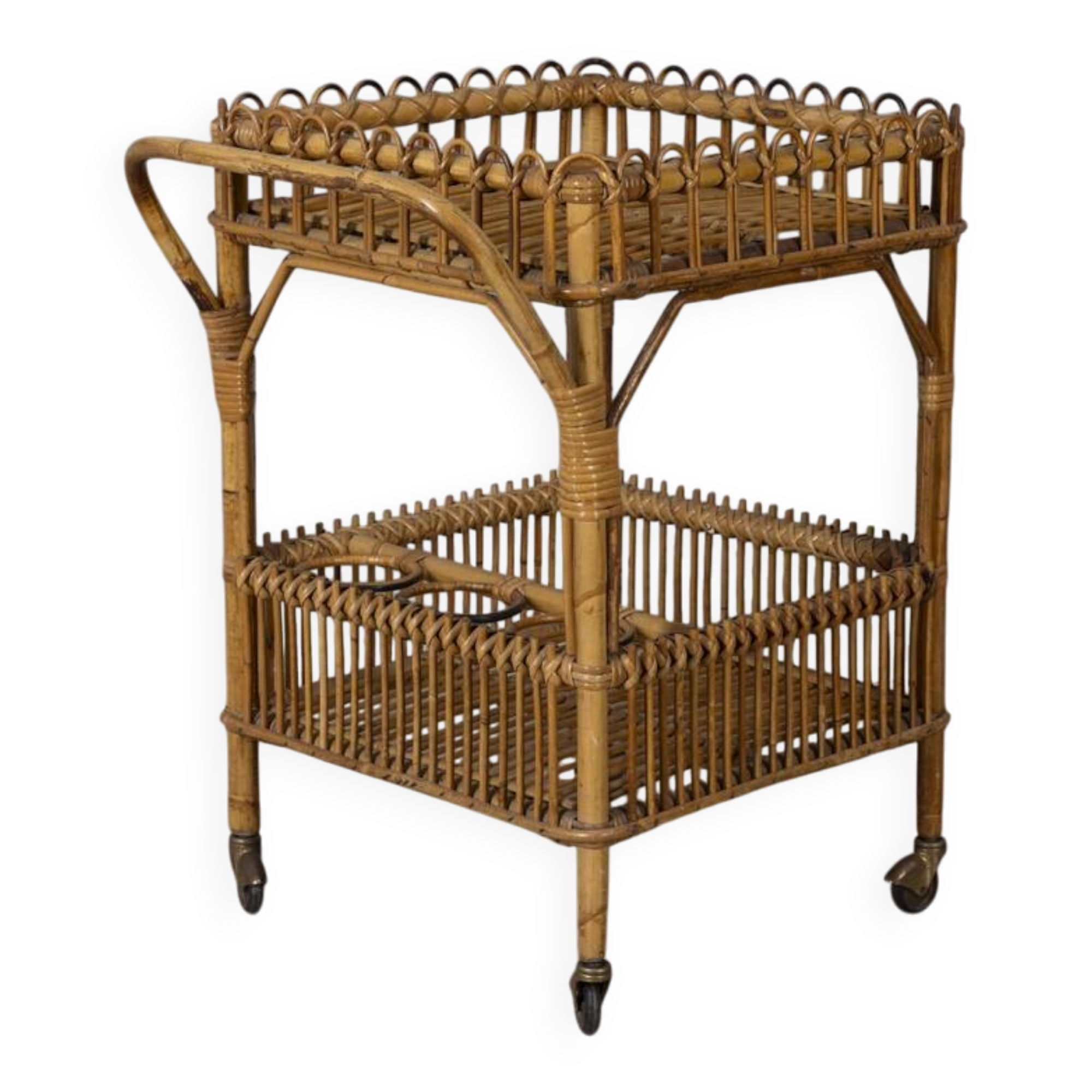 Vintage 1960s Italian-design bamboo bar cart