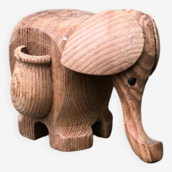 1979 Petit épléphant 8cm sculpté en bois à la main statuette style Afrique Vintage ancien pot à cure