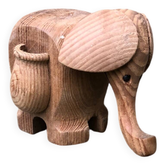 1979 Petit épléphant 8cm sculpté en bois à la main statuette style Afrique Vintage ancien pot à cure