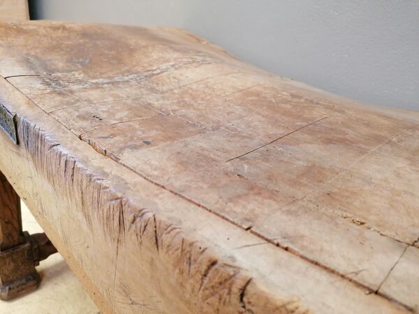 Ancien table billot de boucher trussant & cie, 1960