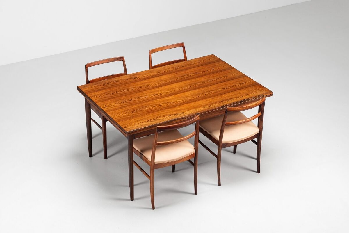 Niels Otto Moller large extendable dining table rosewood Denmark 1960