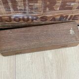 Wooden pen tray decorated with flowers and marquetry