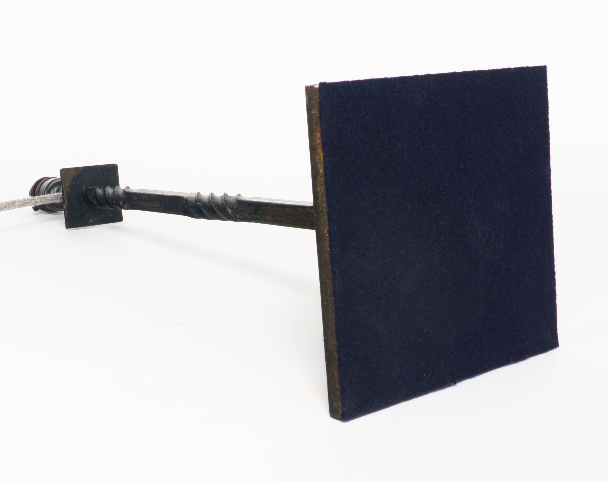 Vintage 1950s French Tall Black Twisted Wrought Iron Table Lamp