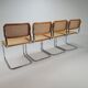 Set of 4 Tubular Frame and Cane Cantilever dining chairs, Italy, 1970s