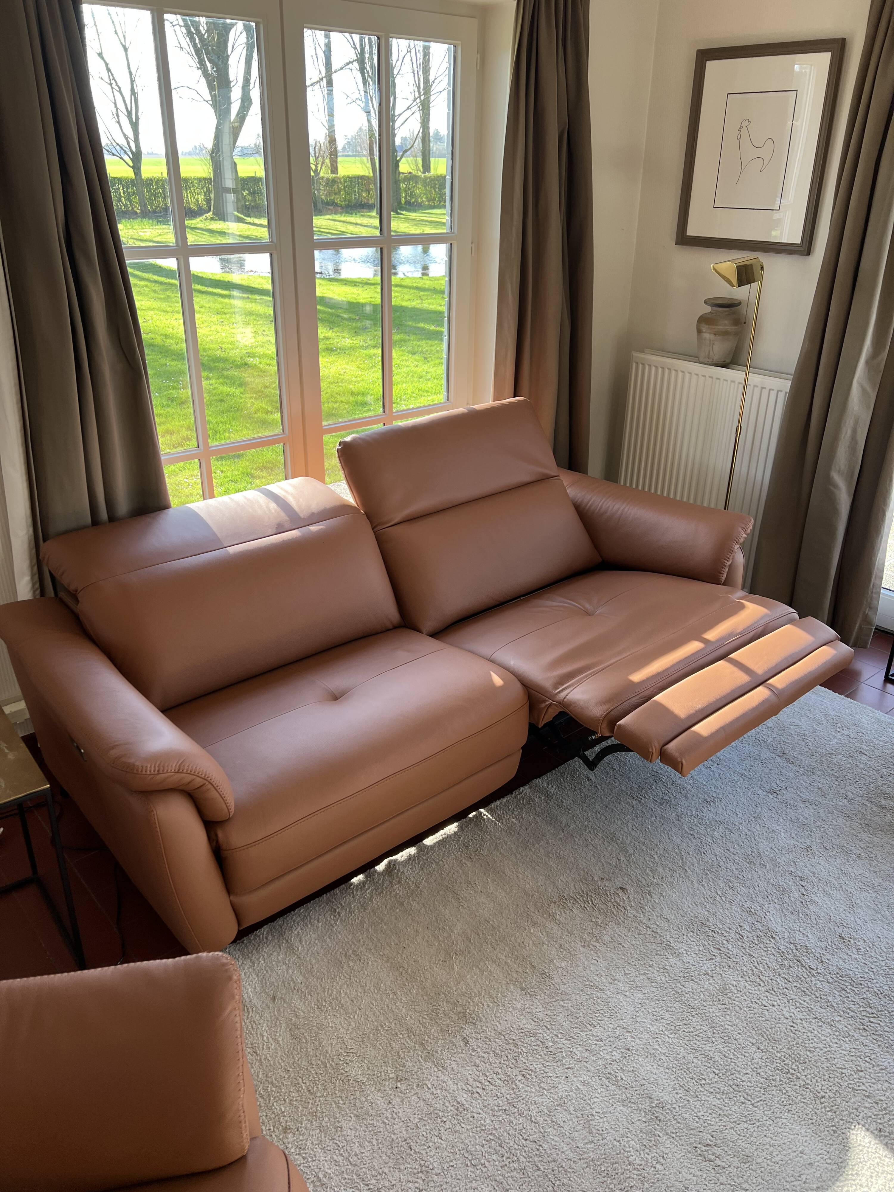PISA leather sofa 3-seater 205cm Cognac