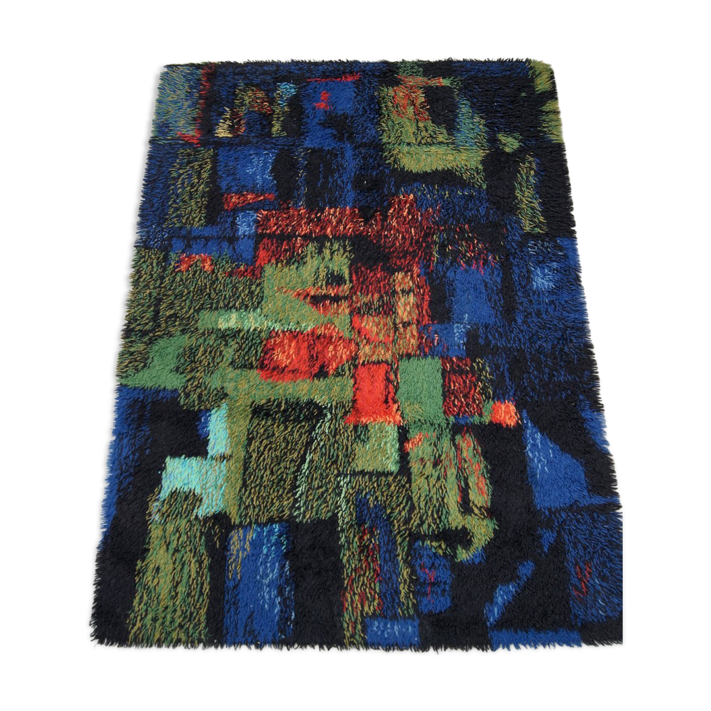Abstract high pile rya rug from Gilde Muster, 1970