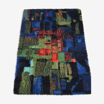 Abstract high pile rya rug from Gilde Muster, 1970