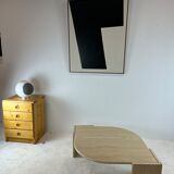 Coffee table Roche Bobois "eye" in travertine, 1970