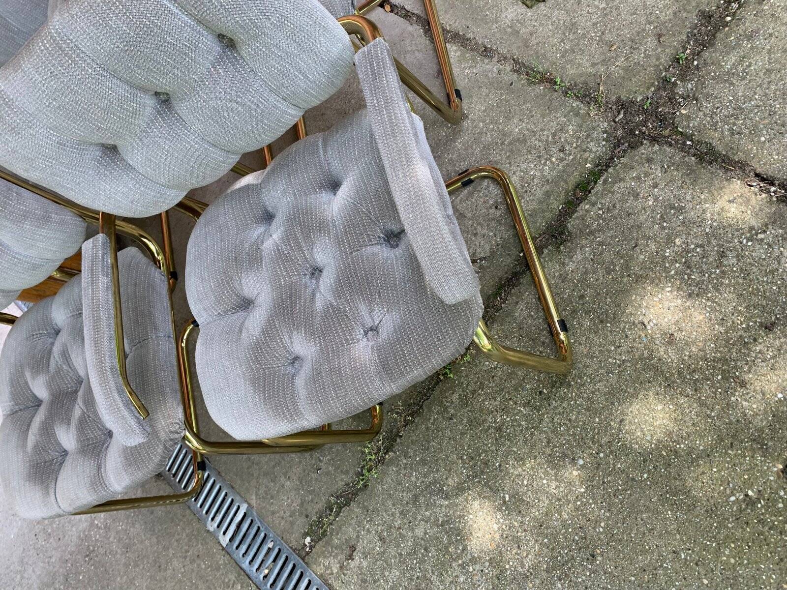 Vintage Italian dining chairs in brass, 1970s, set of 4