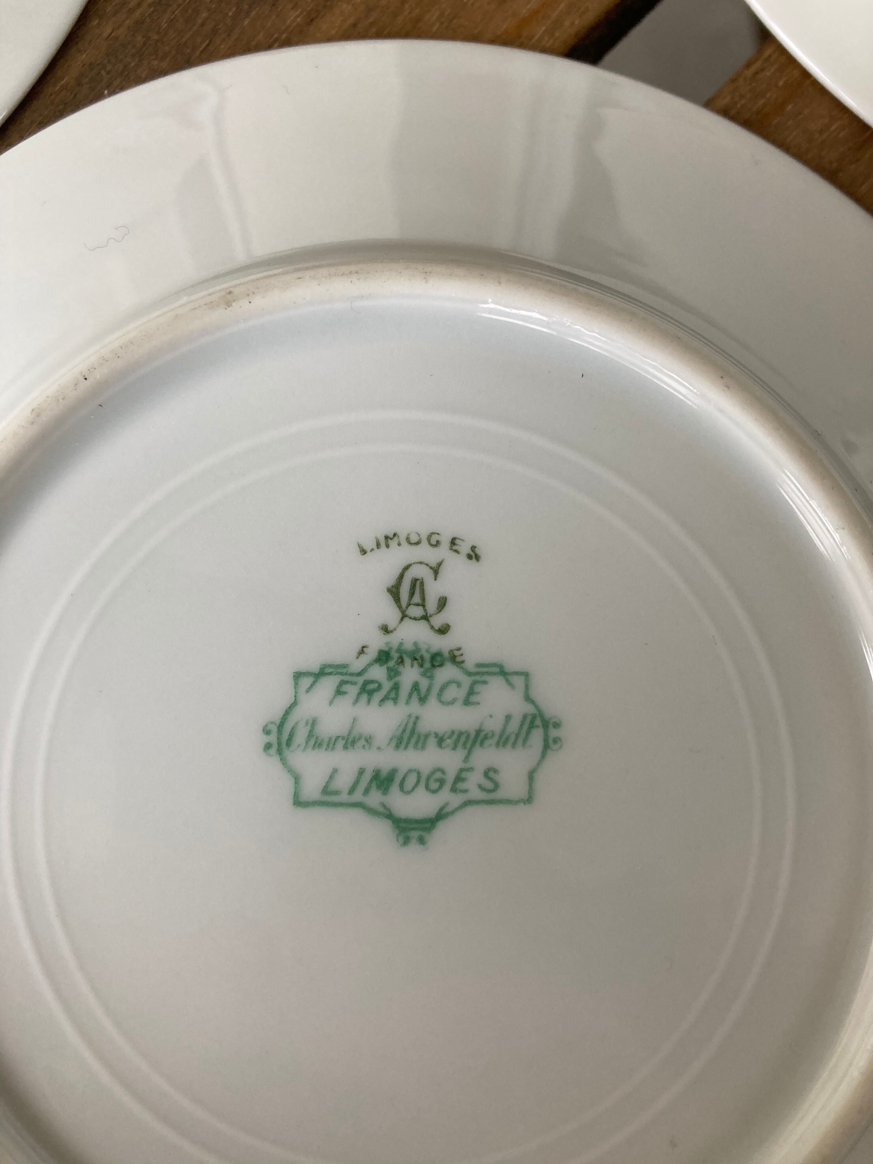 Lot 5 saucer plates Limoges Charles Ahrenfeldt gilded edging