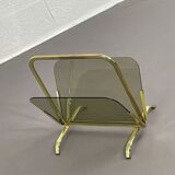 Brass and glass magazine rack