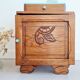 Art Deco bedside table in solid wood - blue top