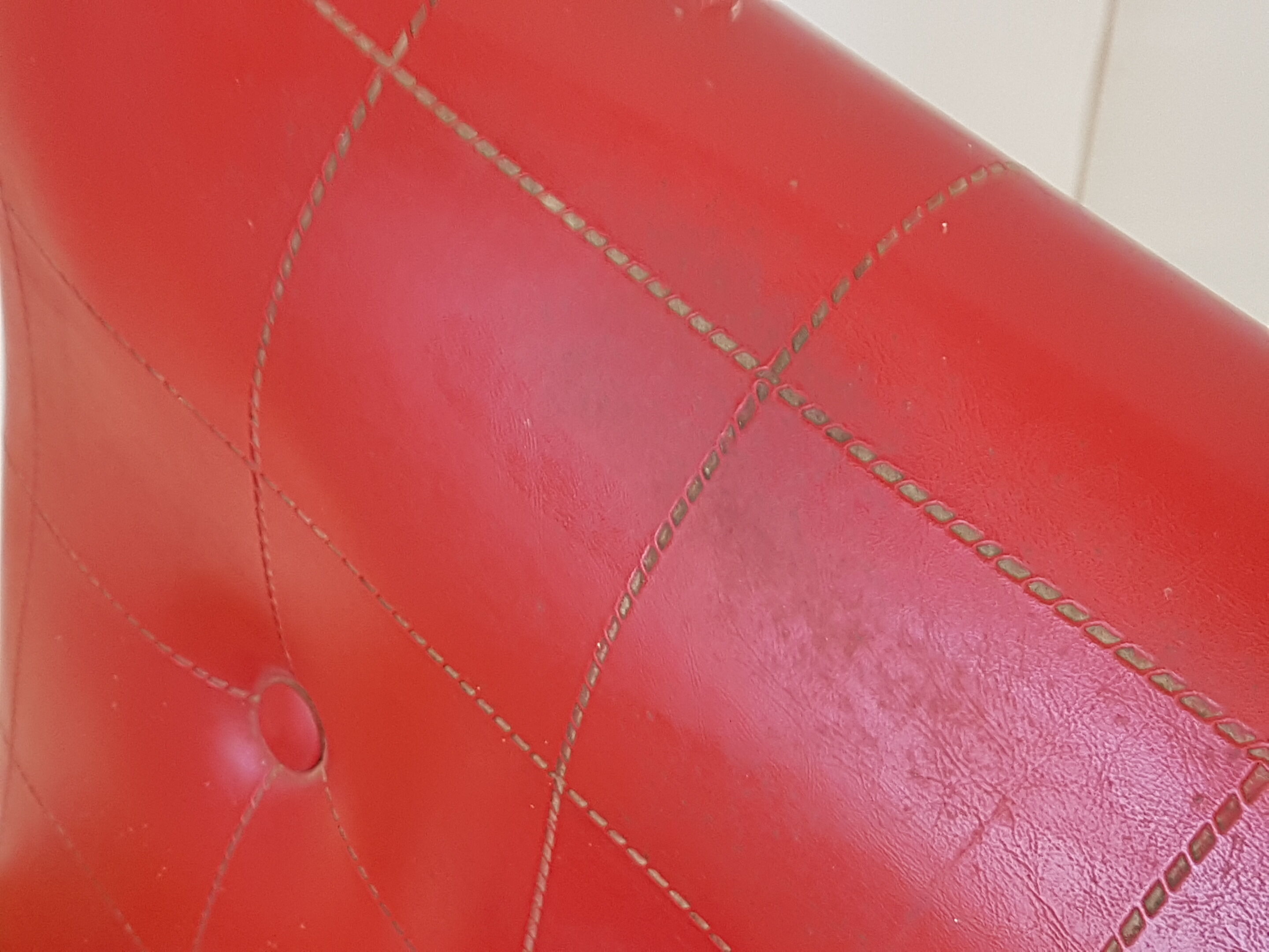 Armchair in leatherette and oak of the 1950s