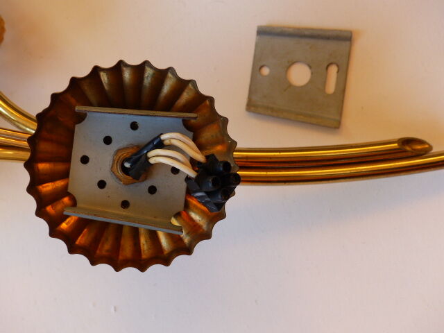 Large vintage brass and glass wall light 1950