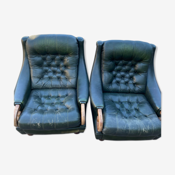 Jean Prévost leather armchairs