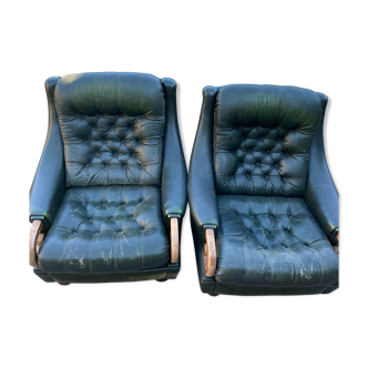 Jean Prévost leather armchairs