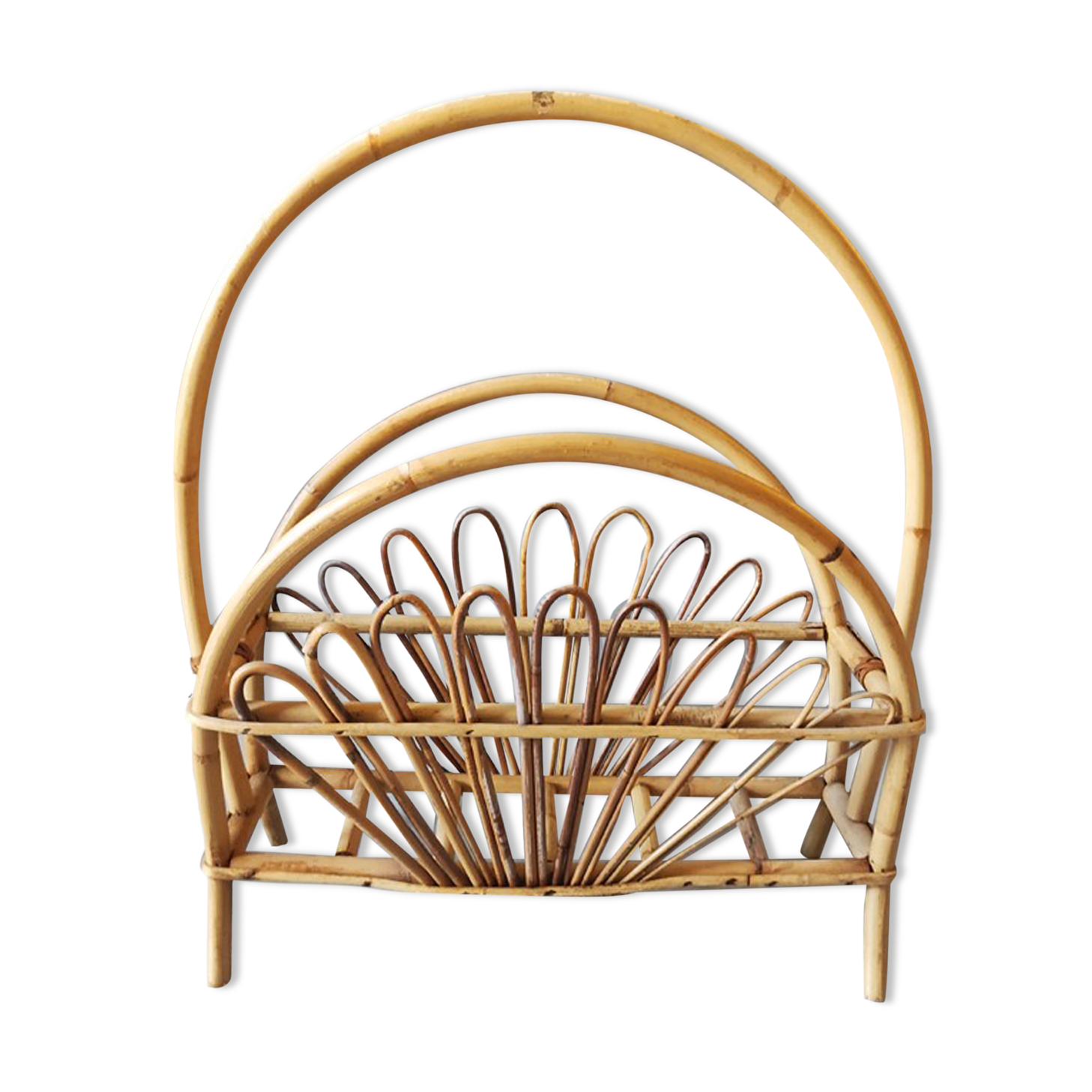 Magazine rack in bamboo and rattan 1960