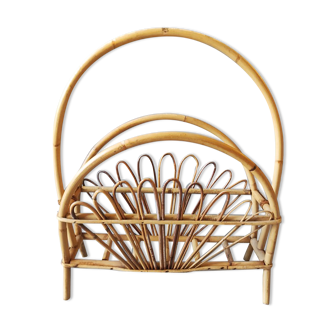 Magazine rack in bamboo and rattan 1960