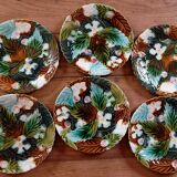 Lot of 6 old Orchies barbotine plates