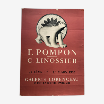 Affiche d'exposition de François Pompon galerie lorenceau, 1962