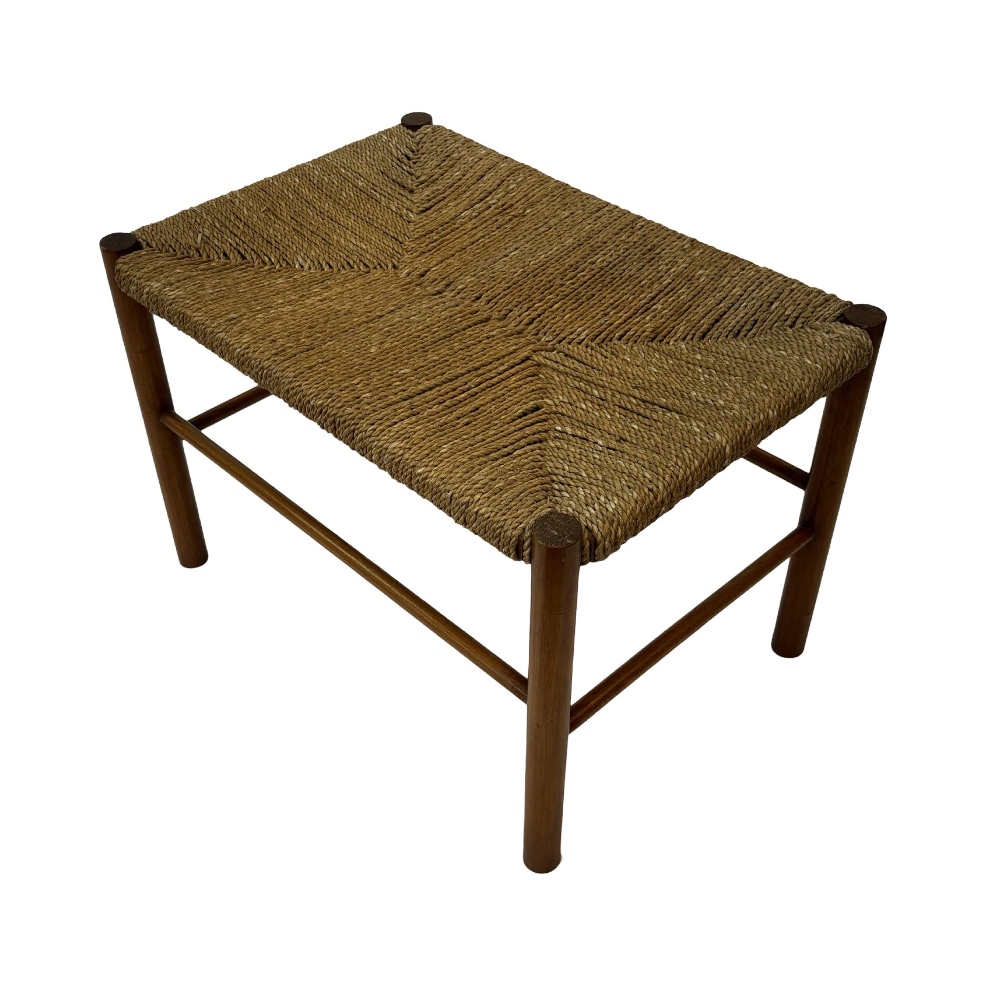 Vintage Stool Danish Papercord Rope Stool Mid Century Ottoman