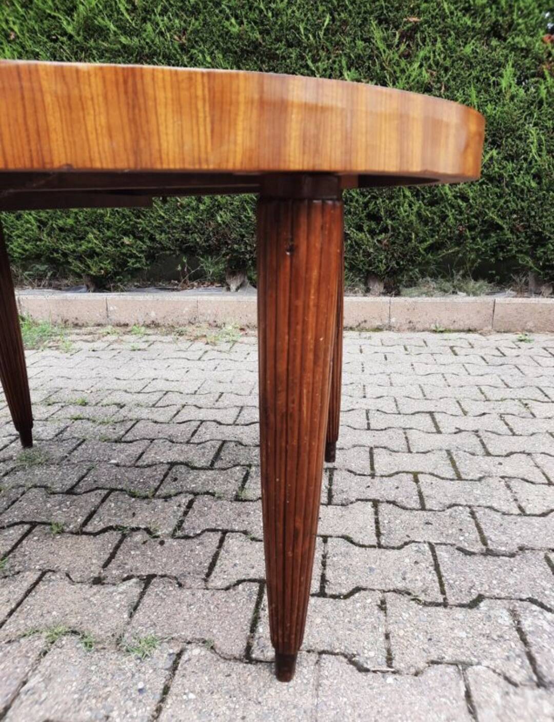 Oval table in cherry wood and zebra wood