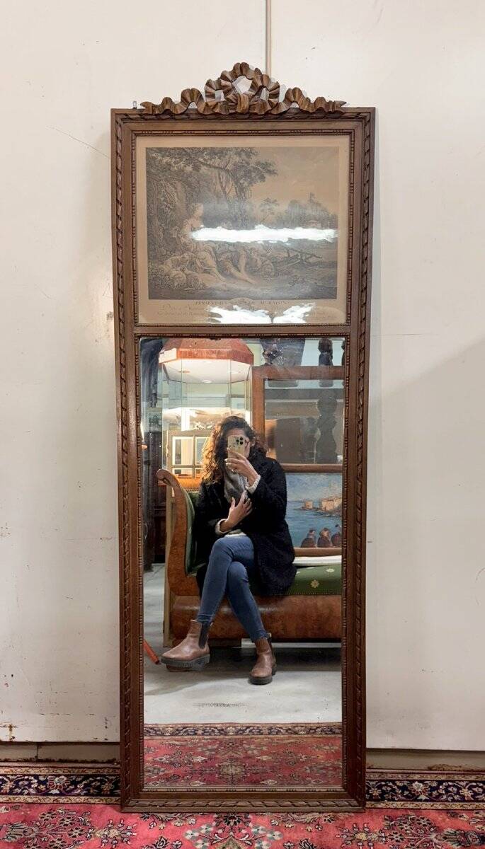 Louis XVI style trumeau mirror in carved wood
